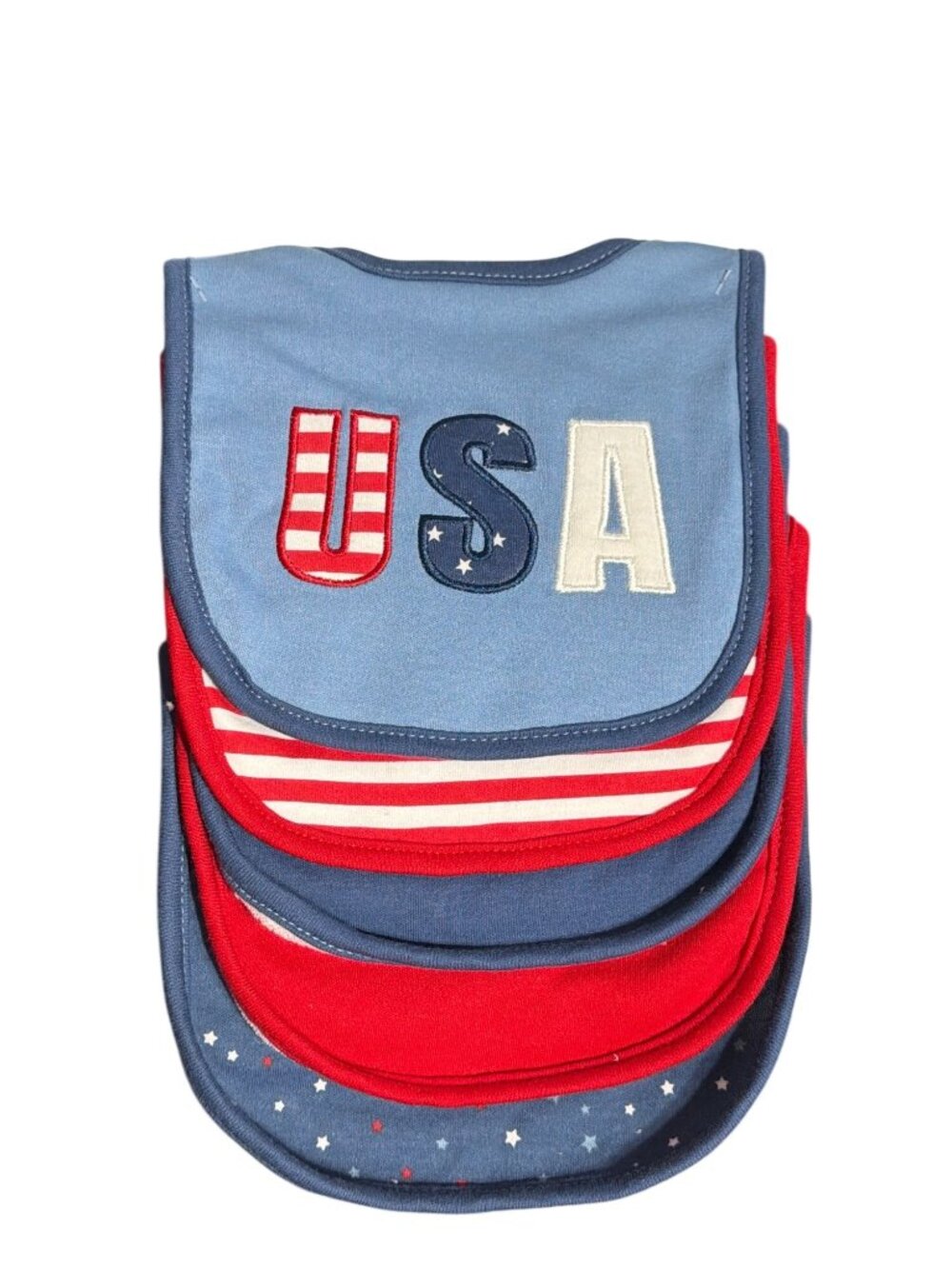 Elephant & Castle Baby Bibs USA 5 Pack Soft Red Blue White Stars Stripes NEW
